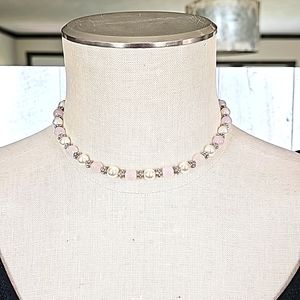 Pink , Pearl Choker, and Earring Set